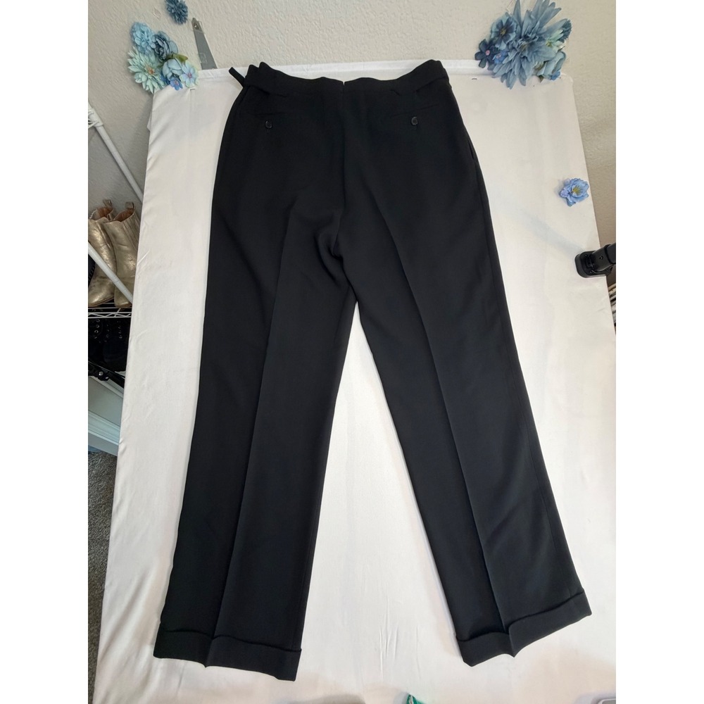 Ralph Lauren Purple Label Black Wool Pleated Wide Leg Trousers Side Tabs Size 34 - Picture 9 of 12